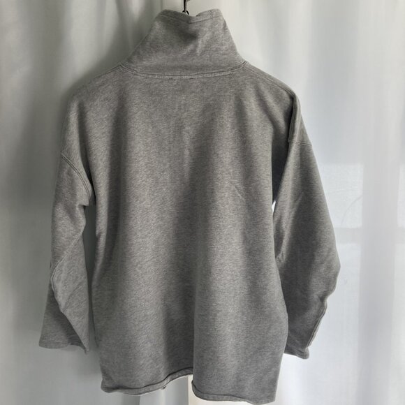 J.Crew University Terry Long Half-Zip Tunic Sweatshirt Gray Size Large - Picture 2 of 13